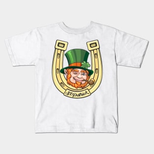 Saint Patrick Cartoon Emblem Kids T-Shirt